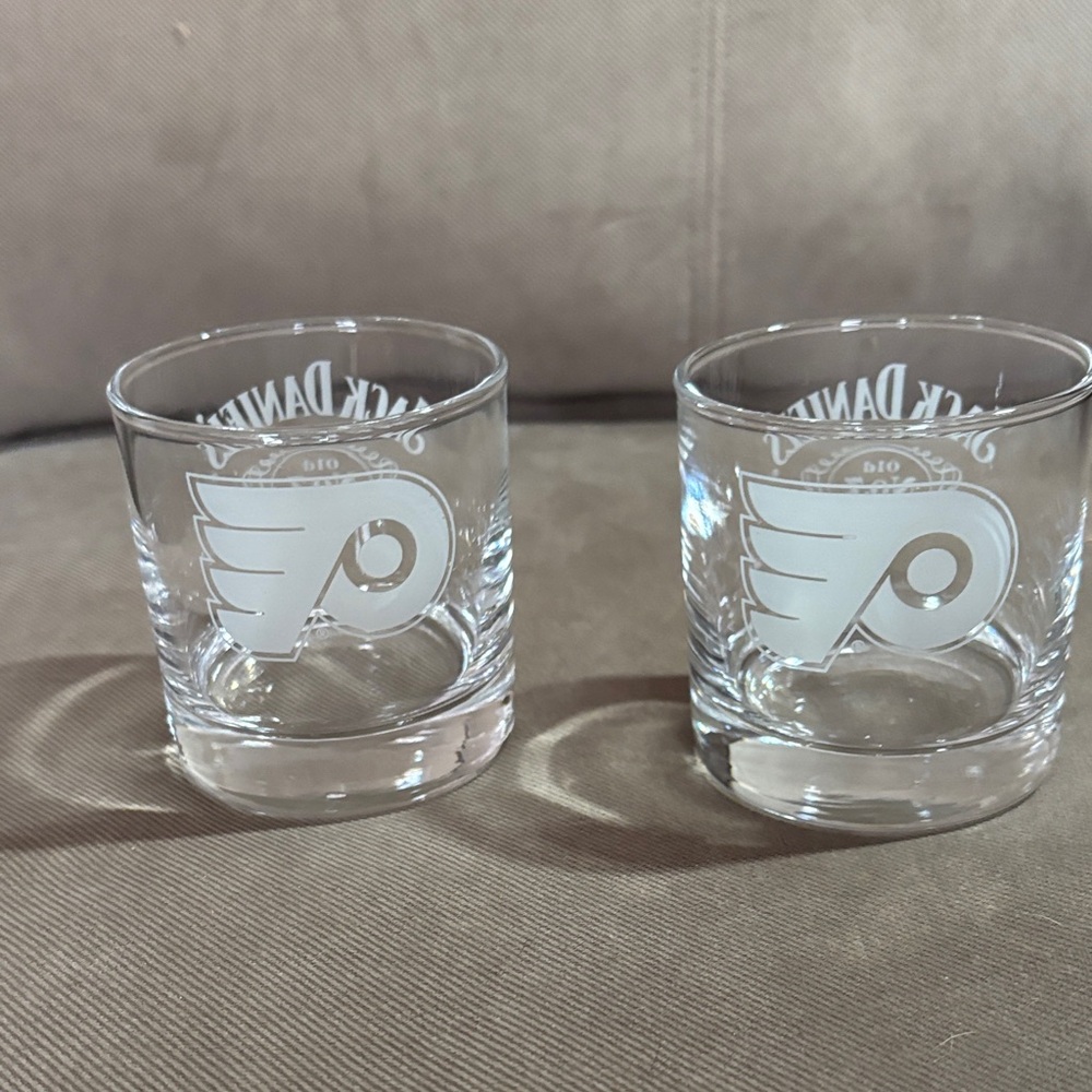 Philadelphia Flyers/Jack Daniels Clear Rock Glass Pair
